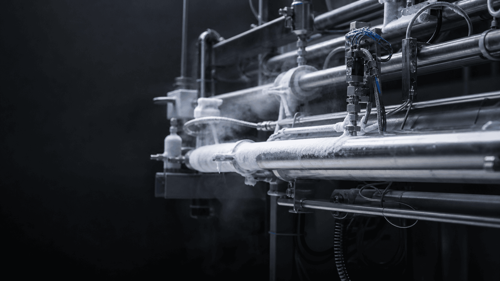 Instrumented cryogenic feed lines operating in a test facility