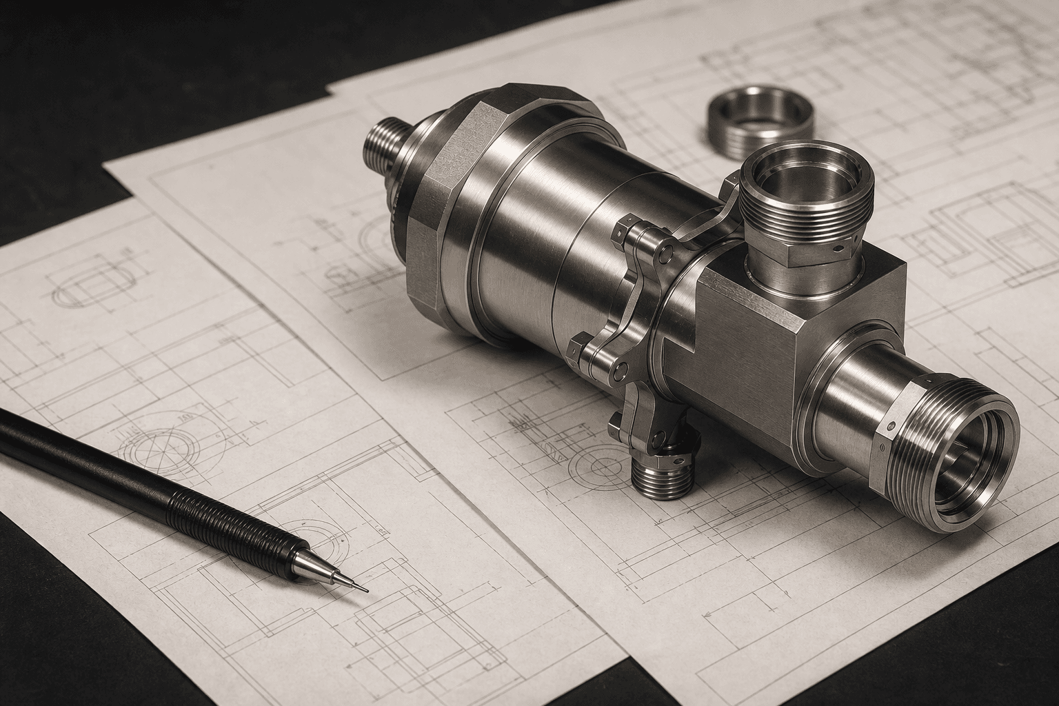 Main Fuel Valve engineering visualization arranged on technical drawings