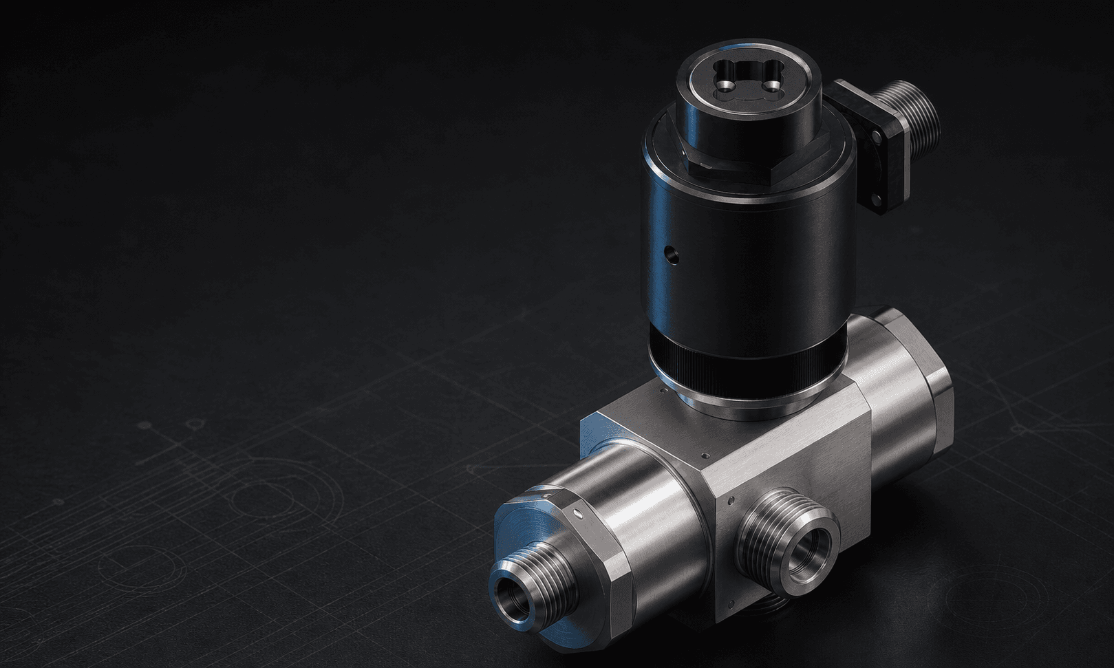 Studio visualization derived from AstraValve's Solenoid Valve CAD model